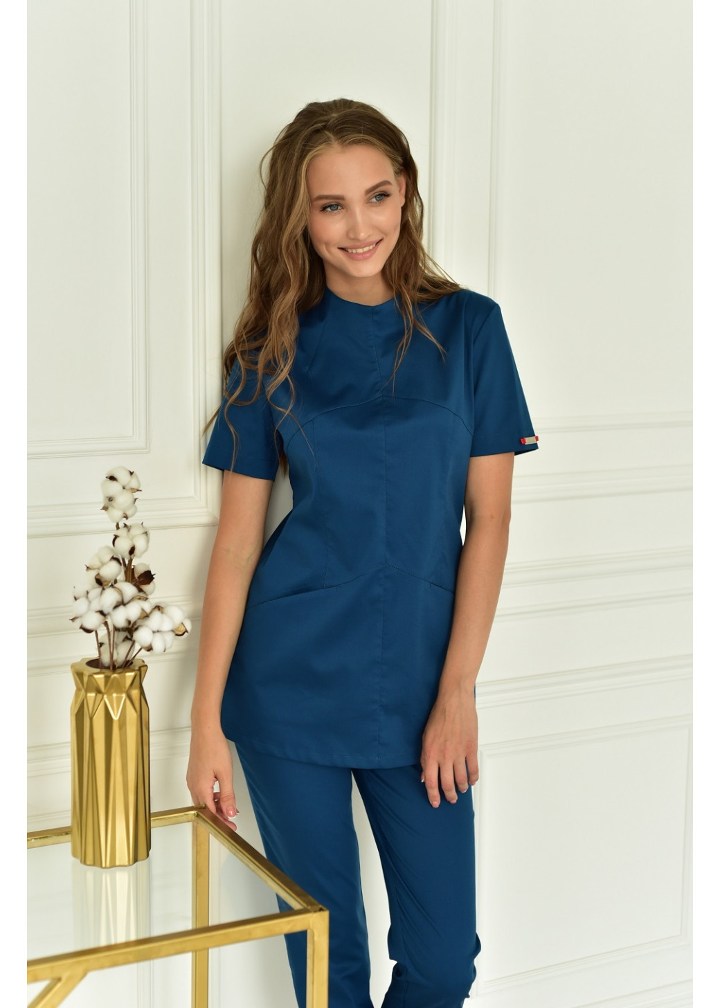 Блуза медицинская женская 359Б стрейч BLUE OPAL 
