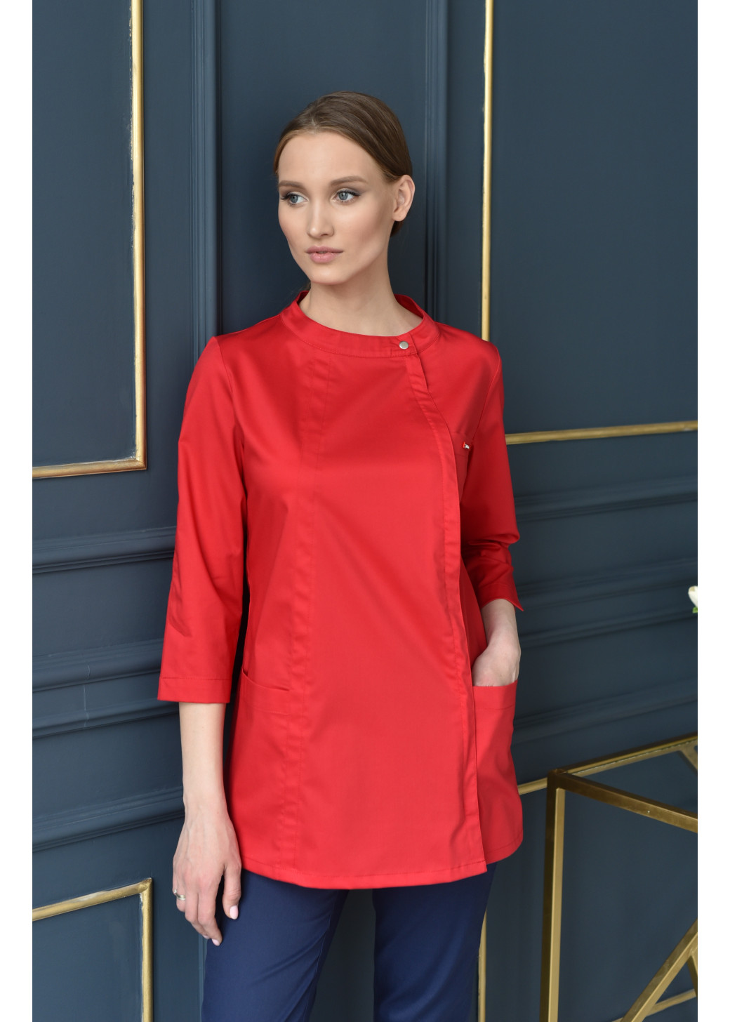 Блуза медицинская женская 370Б стрейч RED