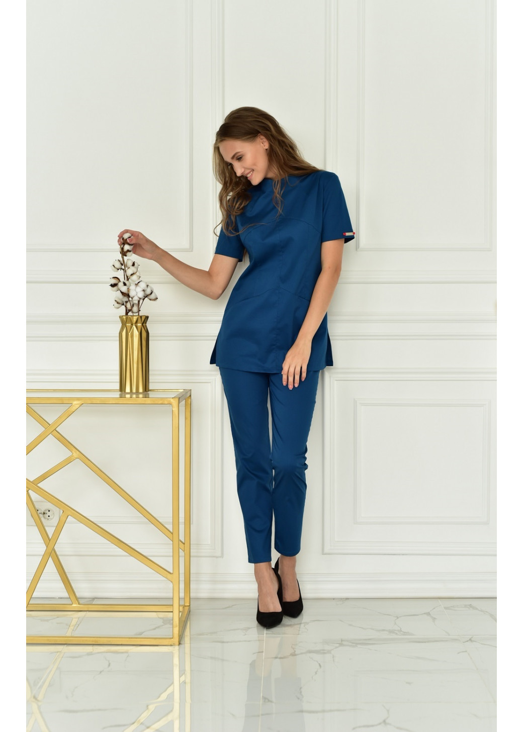 Блуза медицинская женская 359Б стрейч BLUE OPAL 